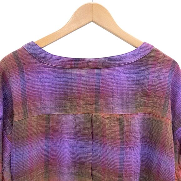 Liverpool Purple & Red Plaid Cuffed Long Sleeve Soft Top Women’s Medium - Picture 7 of 9